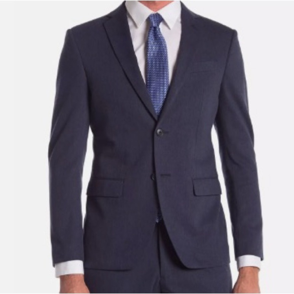John Varvatos Star USA Bedford Two Button Suit Jacket -Blue Sharkskin- 36S NWOT